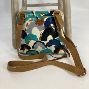 FOSSIL SMALL COATTED CANVAS BLUEPRINT CROSSBODY BAG (ASIS)